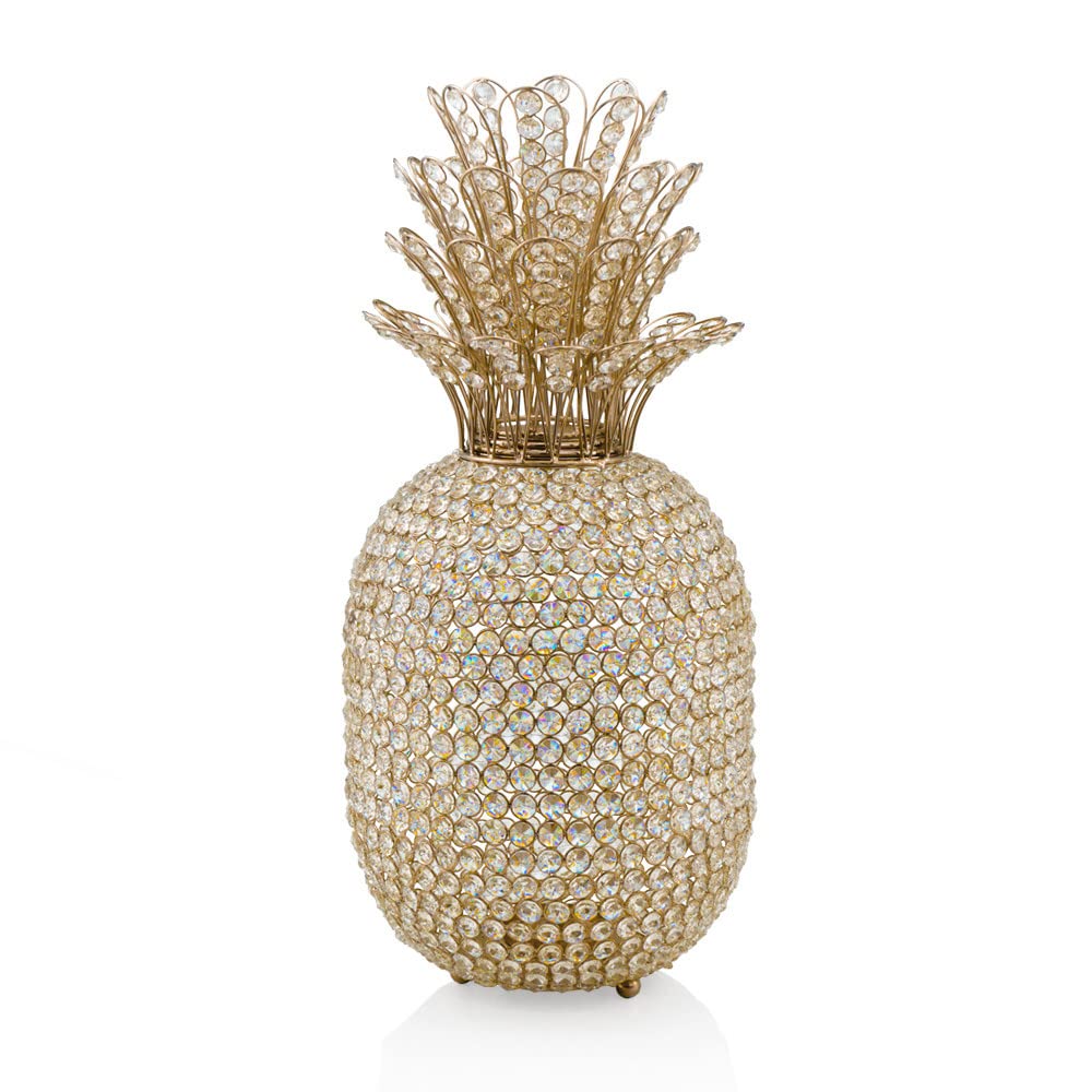 HomeRoots Gold/Clear 23' Glam Bling Faux Crystal and Gold Pineapple