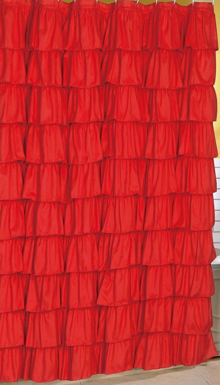 Spring Design Flamenco Ruffle Shower Curtain (Red)