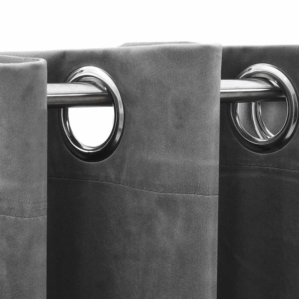Vidaxl Blackout Velvet Curtains - Gray, 37&quot;X84&quot; - Includes Rings - Light Blocking, Privacy Enhancing, Easy Installation, Machine Washable - For Living Room, Bedroom, Office Space