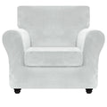 Znsayotx Luxury Velvet Chair Slipcovers With Arm 2 Piece Stretch Chair Covers For Living Room Thick Soft Armchair Slipcover Anti Slip Pet Friendly Furniture Protector (Silver Grey),32'-46'(1 Cushion)