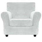 Znsayotx Luxury Velvet Chair Slipcovers With Arm 2 Piece Stretch Chair Covers For Living Room Thick Soft Armchair Slipcover Anti Slip Pet Friendly Furniture Protector (Silver Grey),32'-46'(1 Cushion)