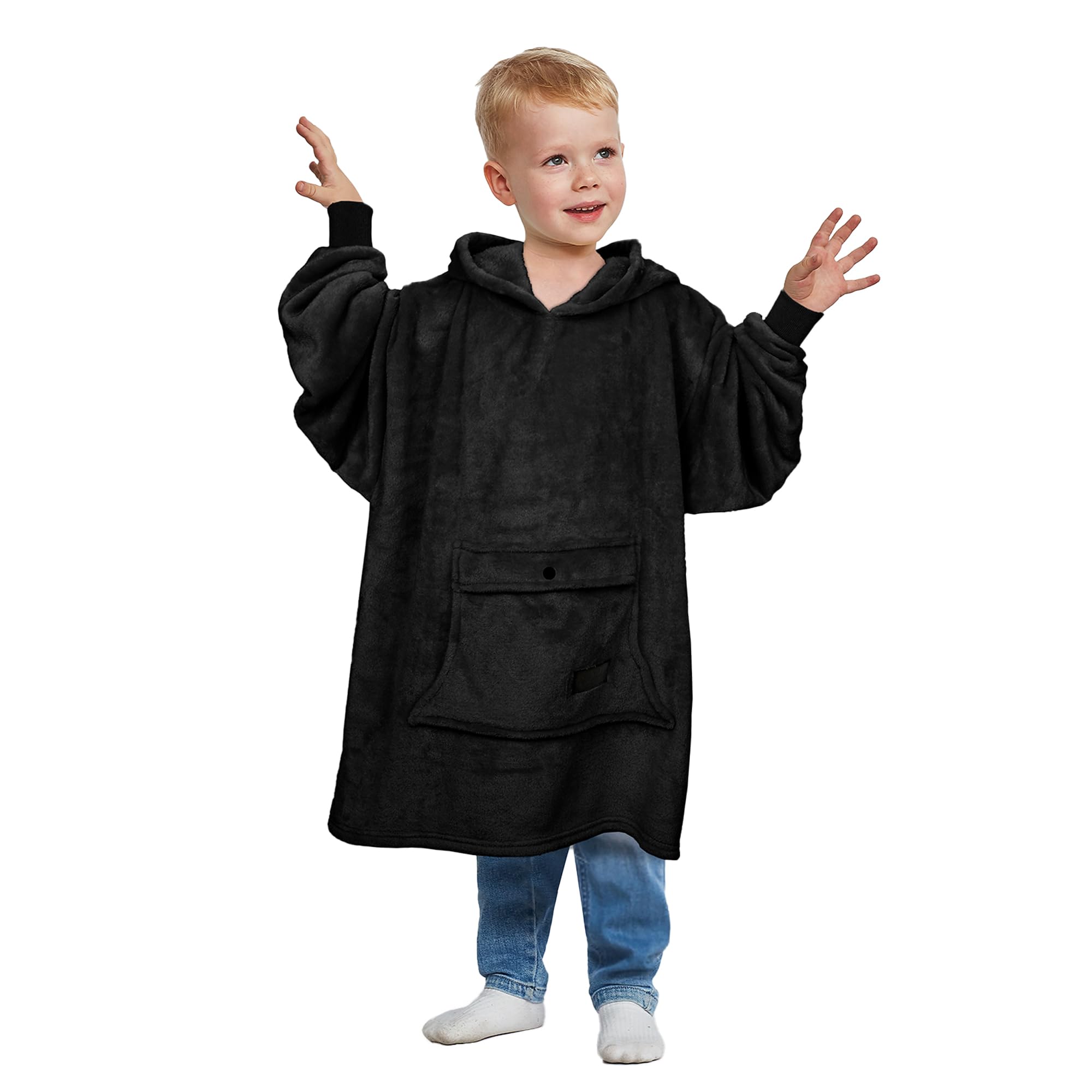 Catalonia Blanket Hoodie Sweatshirt For Kids, Oversized Wearable Fleece Pullover With Large Front Pocket, Ages 4-12, Valentine'S