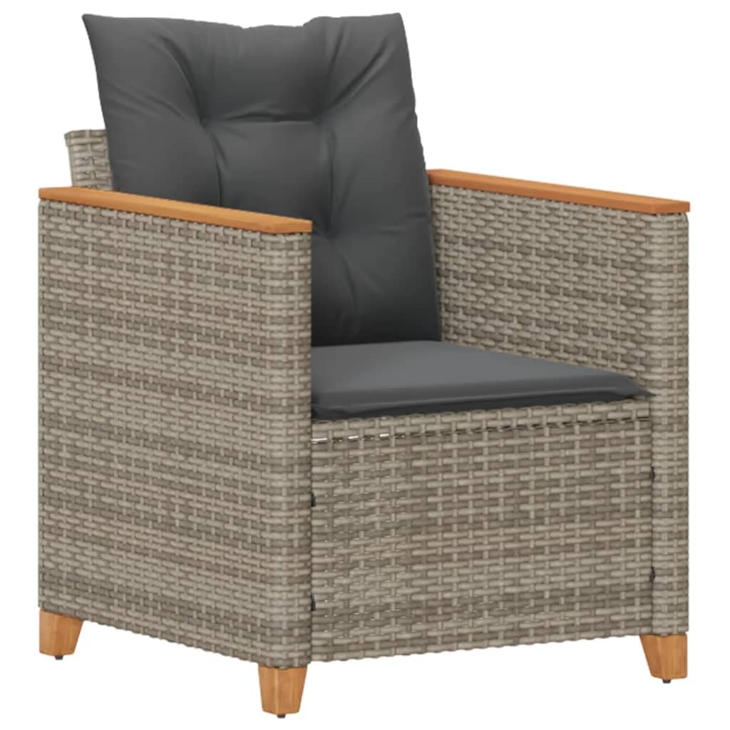 vidaXL Garden chair with cushions poly rattan grey