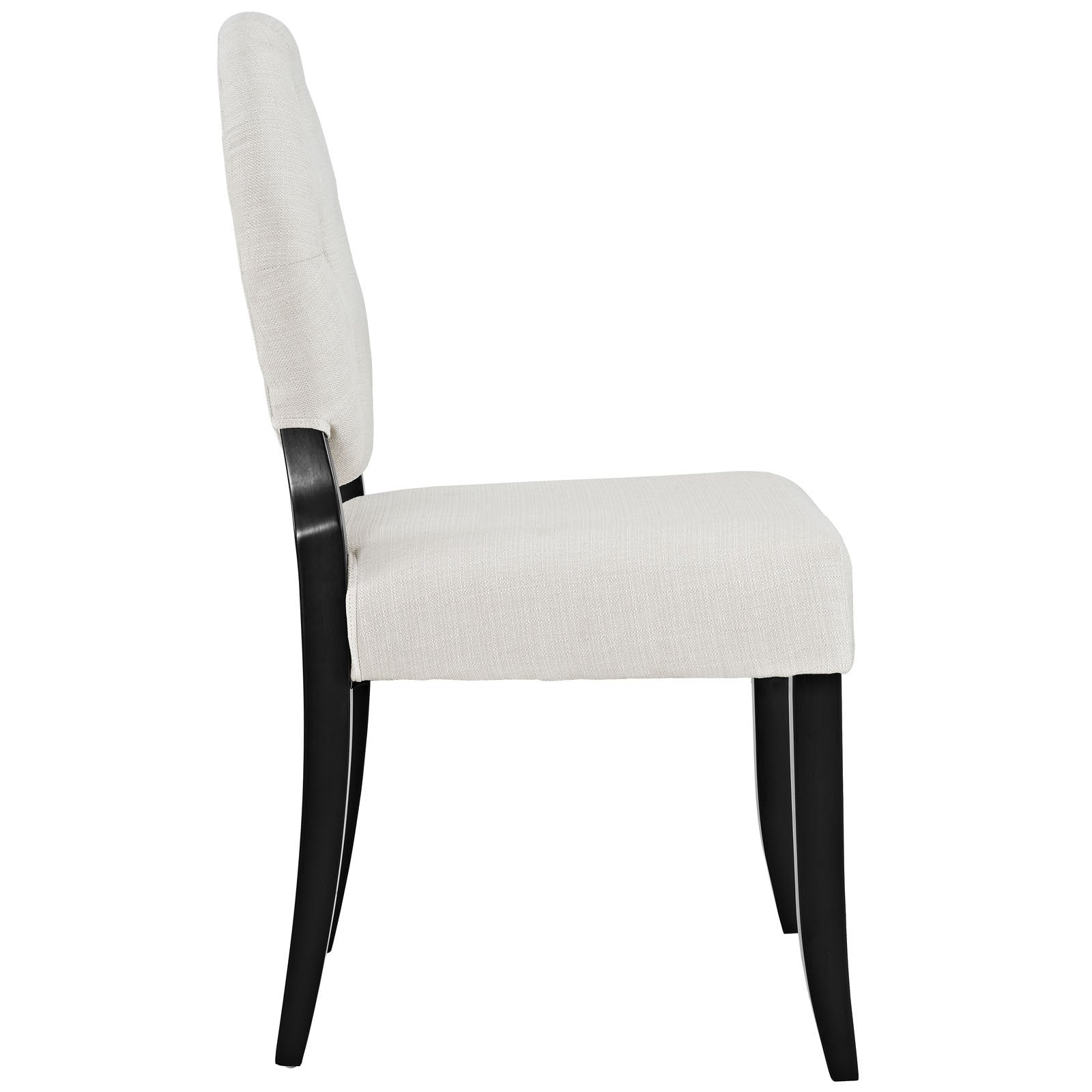 Modway Button Upholstered Dining Side Chair In Beige With Tufted Buttons