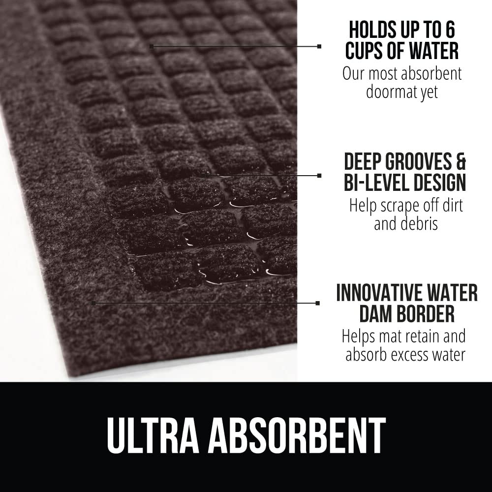 Gorilla Grip Ultra Absorbent Moisture Guard Doormat, Absorbs Up To 6 Cups Of Water, Stain And Fade Resistant, Spiked Rubber Backing, All Weather Mats Capture Dirt, Indoor Outdoor, 47X35, Coffee