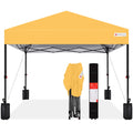 Best Choice Products 8x8ft Pop Up Canopy Tent, Outdoor Shade, 1 Person 1 Minute Set Up, Carry Case, 4 Weight Bags - Marigold