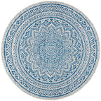 Safavieh Courtyard Collection 4' Round Grey/Blue Cy8734 Indoor/ Outdoor Patio Backyard Mudroom Area Rug