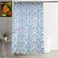 SHAVIN PVC Floral Print Bathroom Shower Curtains 7 Feet with 16 Rings (54 * 84 Inches)(Pack of 2)Blue Colour