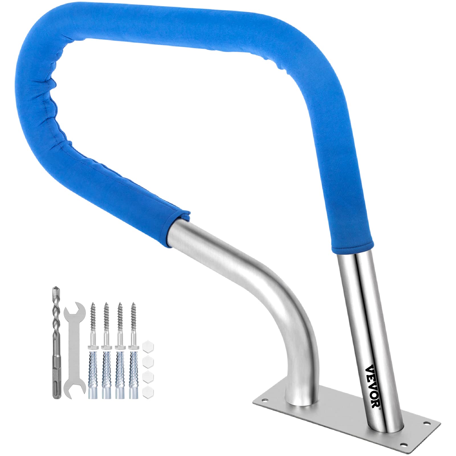 Vevor Pool Rail 30X22 Pool Railing 304 Stainless Steel 250Lbs Load Capacity Silver Rustproof Pool Handrail Humanized Swimming Po