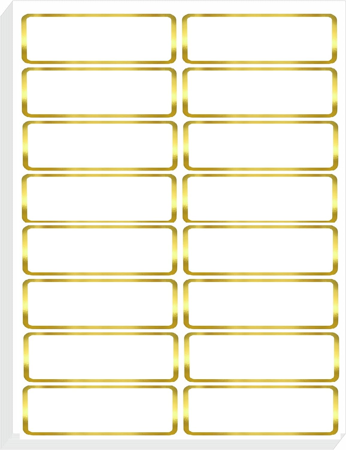 True-Ally 200 PCS Gold Metallic Name Labels, Blank Name Tag Stickers with Permanent Adhesive Writable Stickers with Metallic Gol