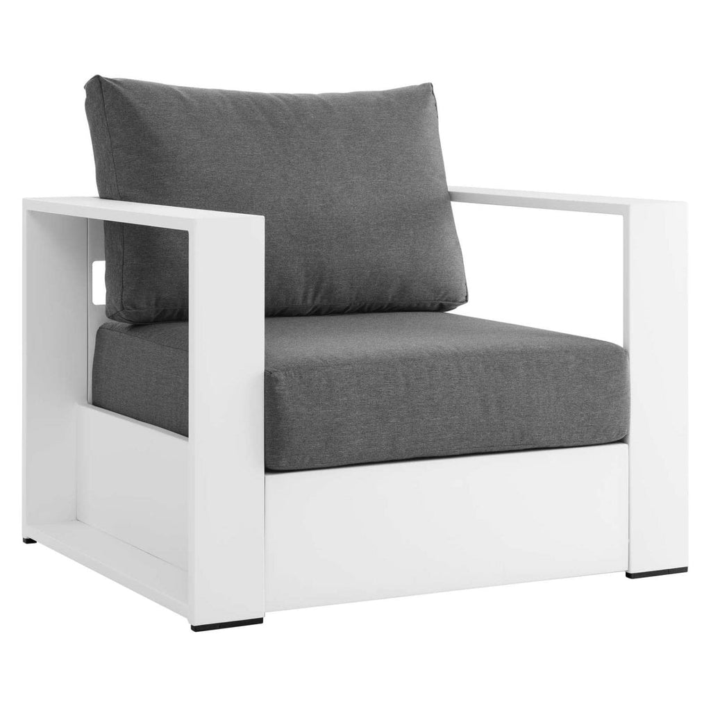 Modway Tahoe Modern Fabric/Aluminum Outdoor Armchair In Charcoal/White