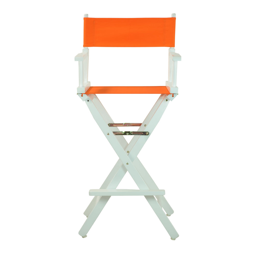Casual Home Director'S Chair ,White Frame/Tangerine Canvas,30" - Bar Height