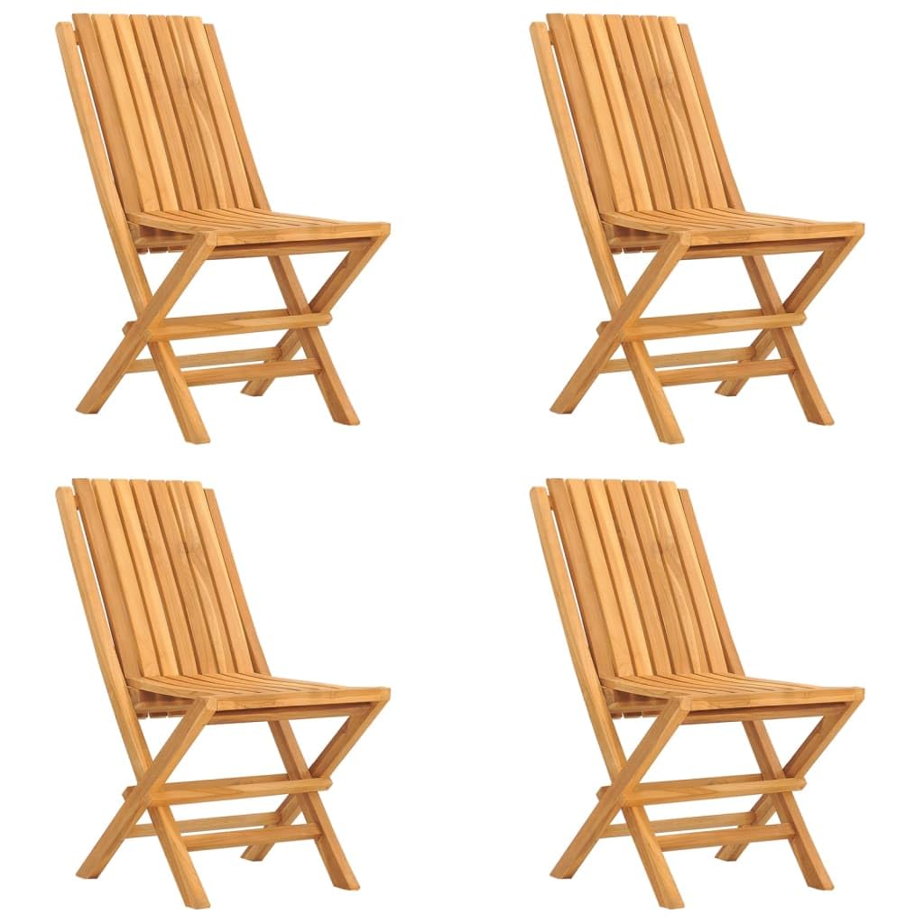 vidaXL 5-Piece Patio Dining Set - Solid Teak Wood Construction, Foldable Chairs and Table for Space Saving, Perfect for Garden, Patio, Deck, Outdoor Dining, Wooden Furniture