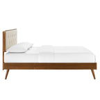 Modway Bridgette Wood Platform Bed With Splayed Legs, Queen, Walnut Beige