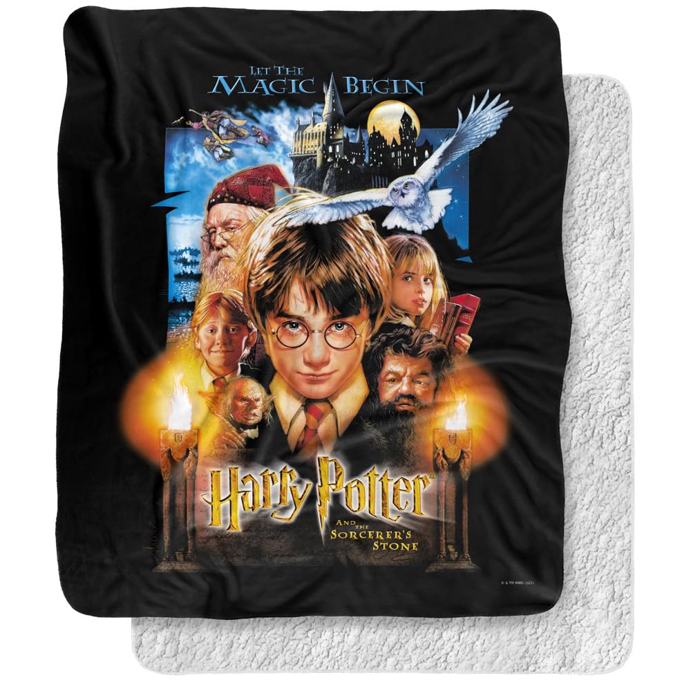 Harry Potter Blanket, 50'X60', Movie Poster Silky Touch Sherpa Back Super Soft Throw Blanket