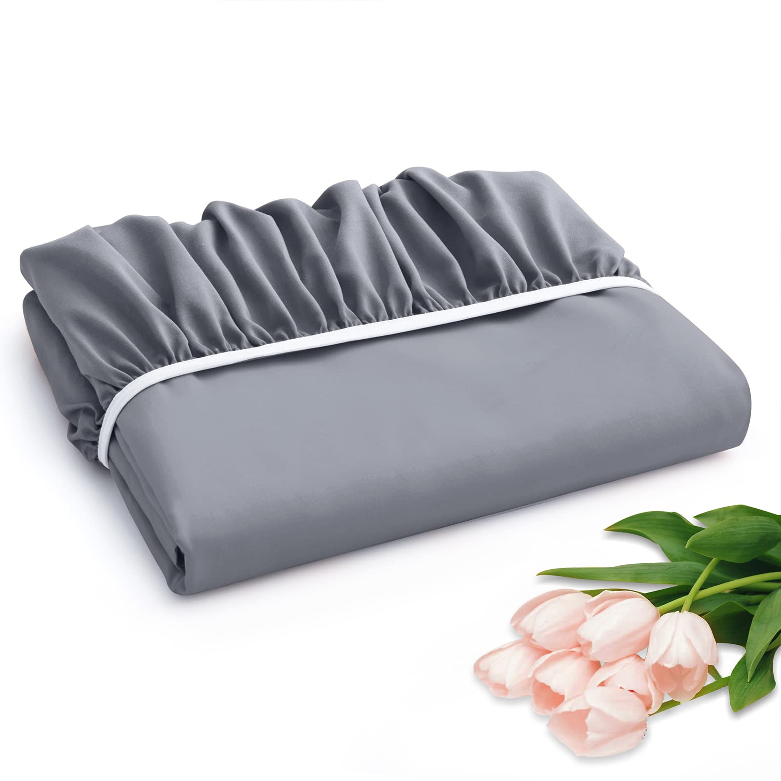 Horbaunal Extra Deep Pocket Queen Fitted Sheet Only - Fits Up To 24 Inch Mattress - Luxury 1800 Thread Count - Microfiber Silver