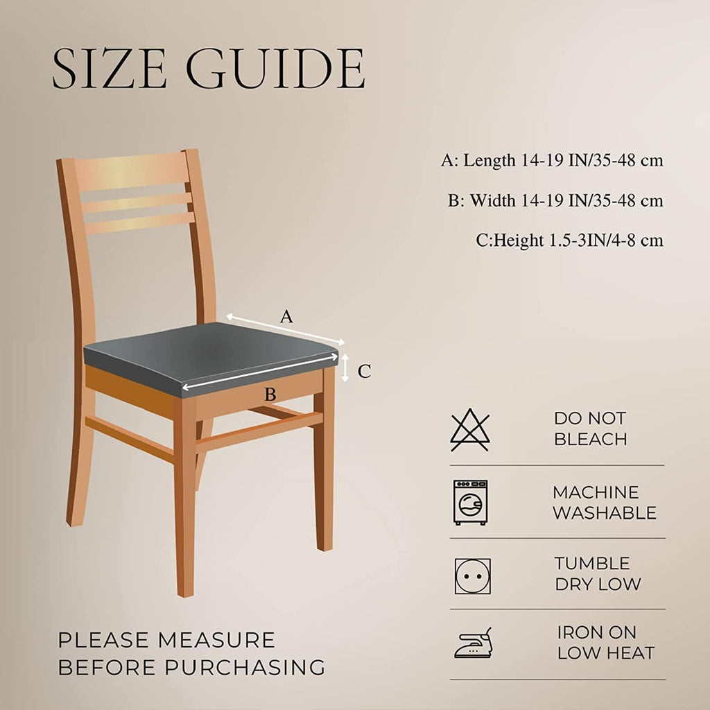 Searchi Waterproof Pu Leather Seat Covers For Dining Chairs, 2 Pack Stretch Dining Room Chair Seat Covers, Kitchen Chair Seat Covers Protectors (Black)