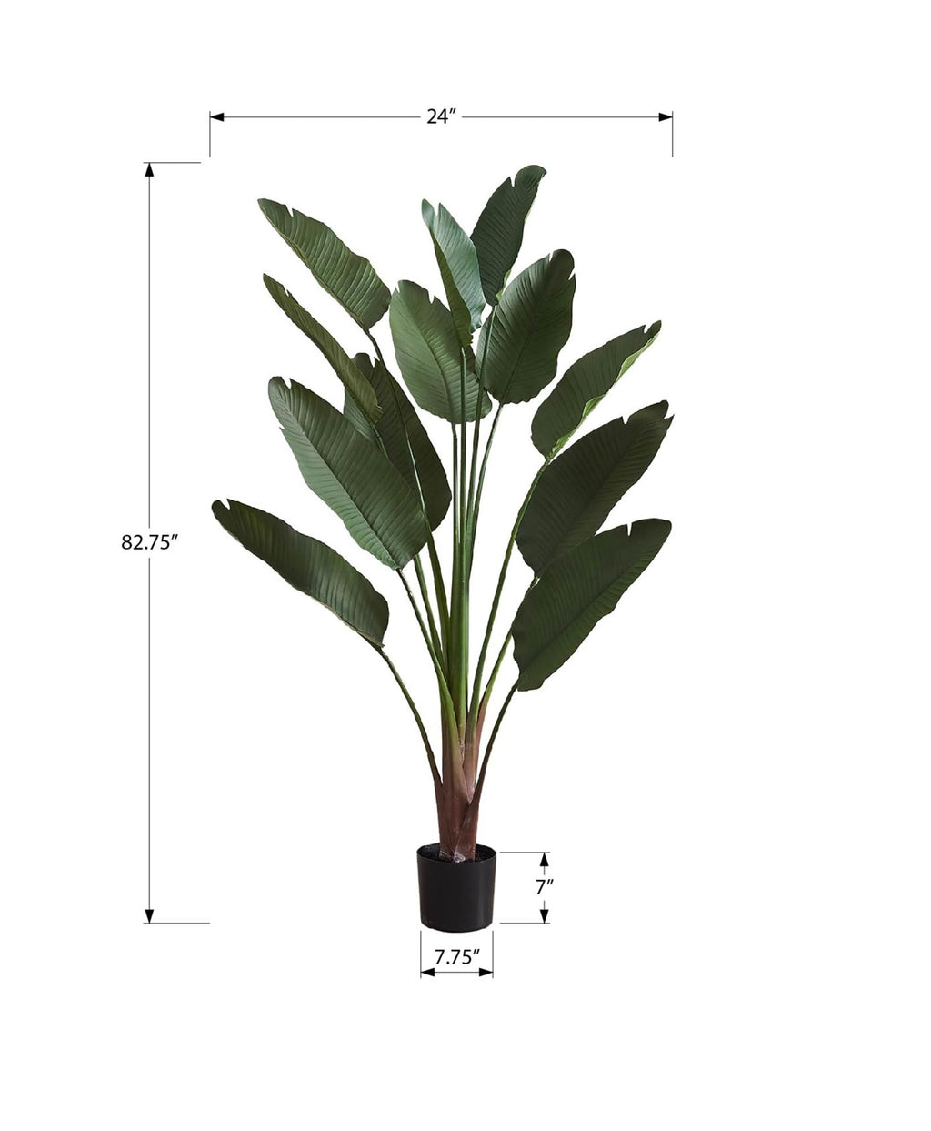Monarch Specialties I 9591 Artificial Plant, 83' Tall, Indoor, Decorative, Floor, Palm Tree, Real Touch, Green Leaves, Black Pot
