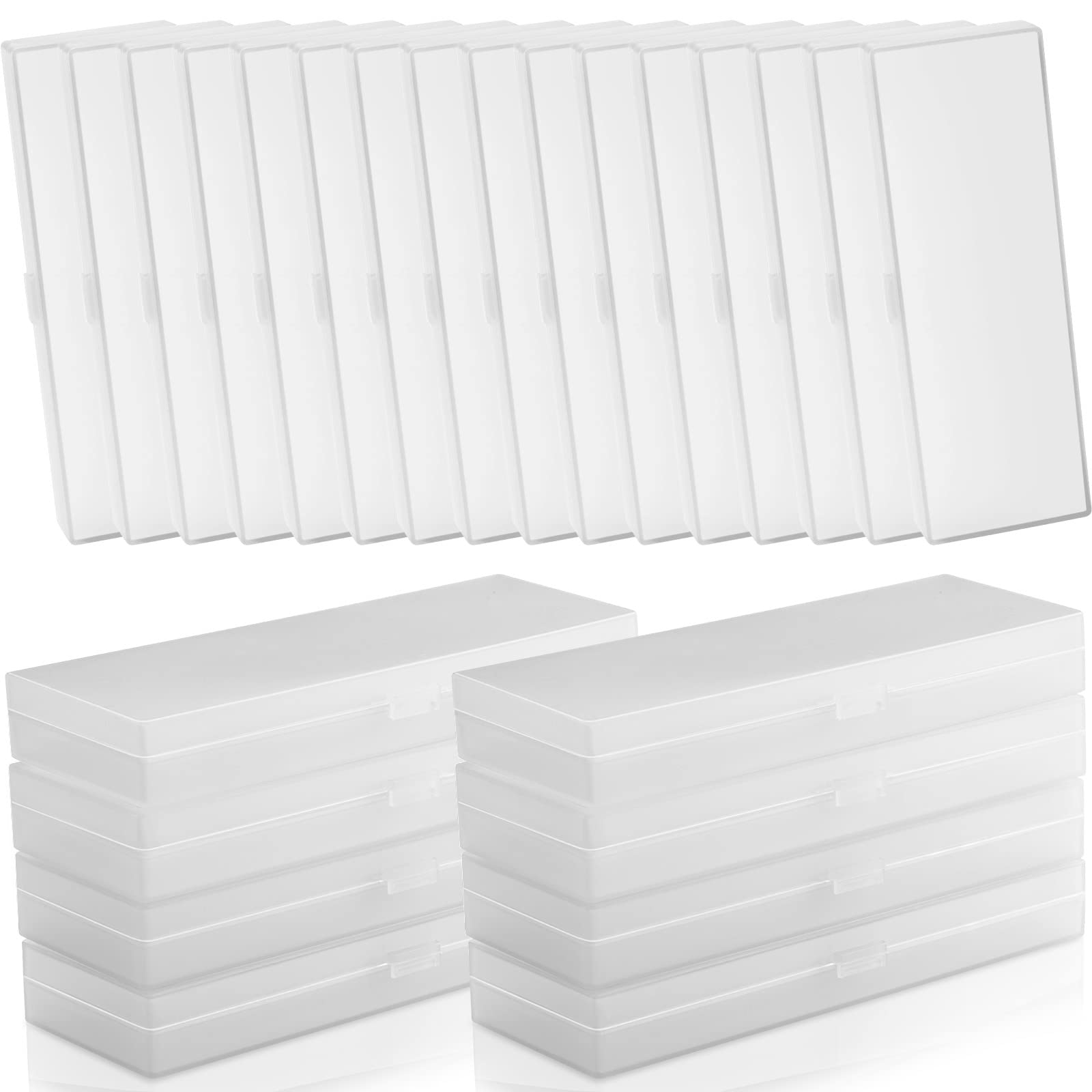 Fainne 24 Pcs Plastic Pencil Case Pencil Boxes Bulk Plastic Stationery Case Frosted Pencil Box Pencil Holder With Hinged Lid Sna