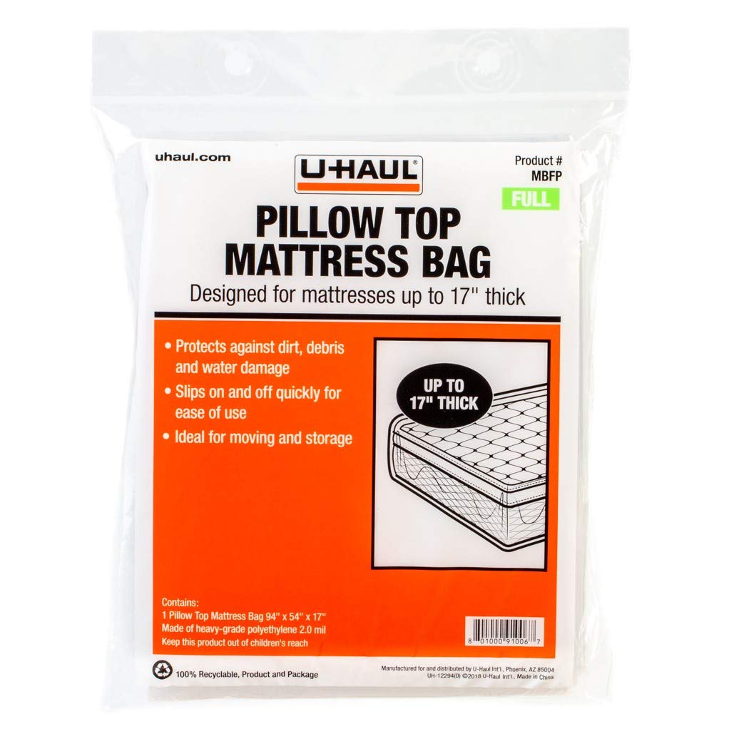 U-Haul Pillow Top Full Mattress Bag - Moving & Storage Cover For Mattress Or Box Spring - 94    X 54    X 17