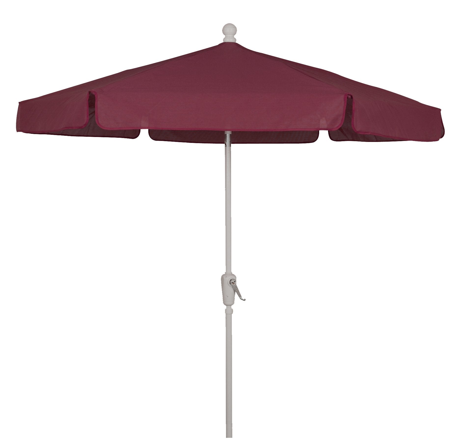 FiberBuilt Umbrellas Garden Umbrella, 7.5 Foot Burgundy Canopy and White Pole