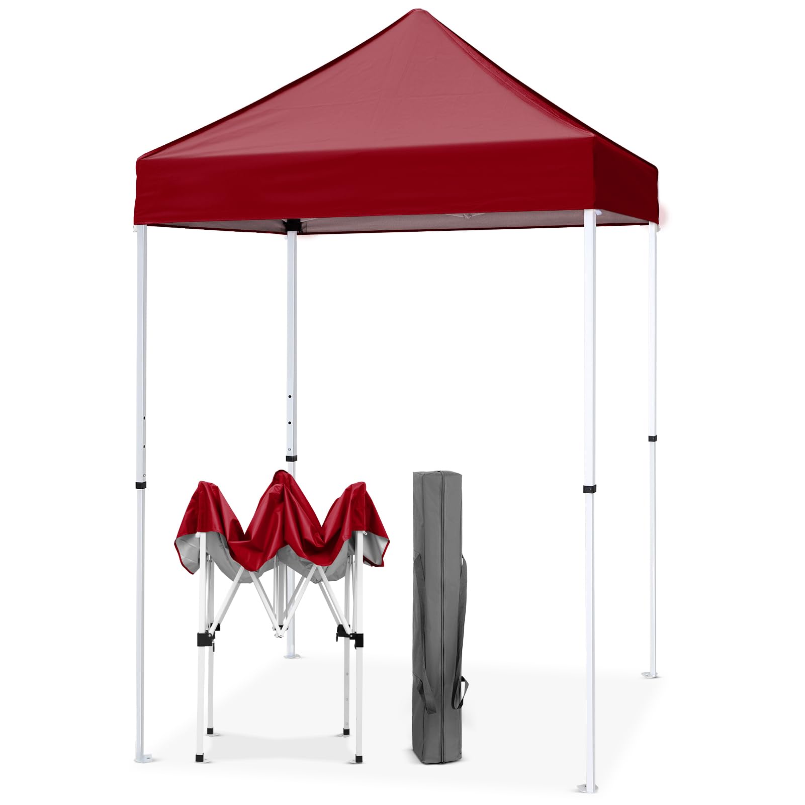 Eagle Peak 5X5 Pop Up Canopy Tent Instant Outdoor Canopy Easy Set-Up Straight Leg Folding Shelter, Burgundy