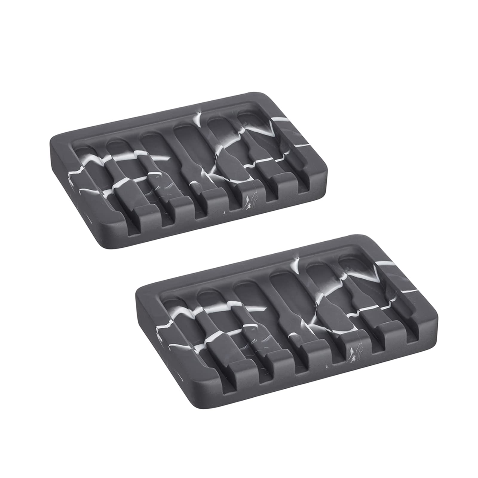 INIUNIK 2PCS Self Draining Soap Dish, Bar Soap Holder Soap Dishes for Bar Soap, Marble Look Soap Dish for Shower Soap Bar Holder