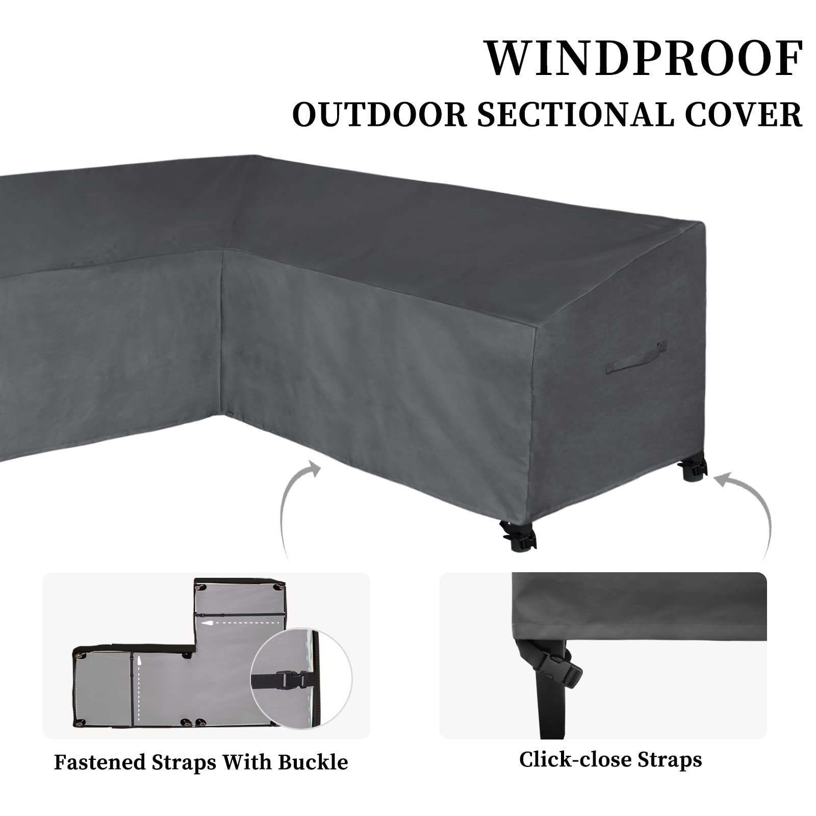 Easy-Going Patio L-Shaped Sectional Sofa Cover, 83“X104 Waterproof Outdoor Sectional Cover, Heavy Duty Garden Furniture Cover With Air Vent (Left Facing, Dark Gray)