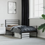 vidaXL 12 Inch Twin XL Metal Bed Frame with Headboard & Footboard, No Box Spring Needed, Noise Free Platform Bed Frame with Steel Slats, Easy Assembly, Under Bed Storage, Minimalist, Black