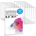 Xydstay 12Pack Acrylic Sign Holder 8.5 X 11, Vertical T Shape Clear Plastic Paper Sign Holder, Menu Holder Display Stand, Flyer