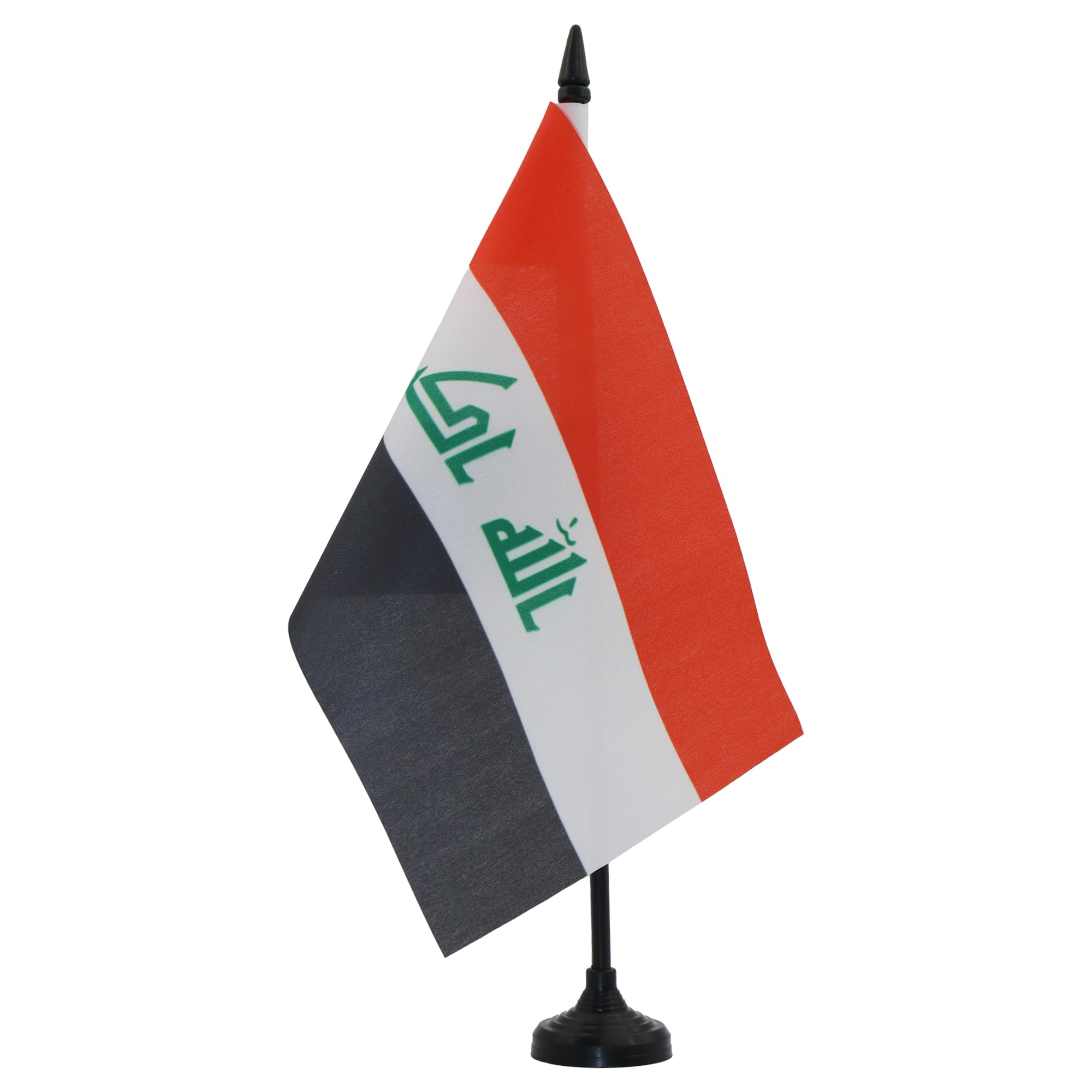 Iraq Table Flag 5' X 8' - Iraqi Desk Flag 21 X 14 Cm - Black Plastic Stick And Base - Az Flag
