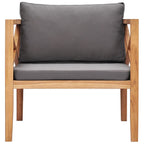 vidaXL Outdoor Patio Chair with Comfy Gray Cushions, Solid Teak Wood, Easy Maintenance, Versatile Design, Ideal for Garden, Terrace or Patio