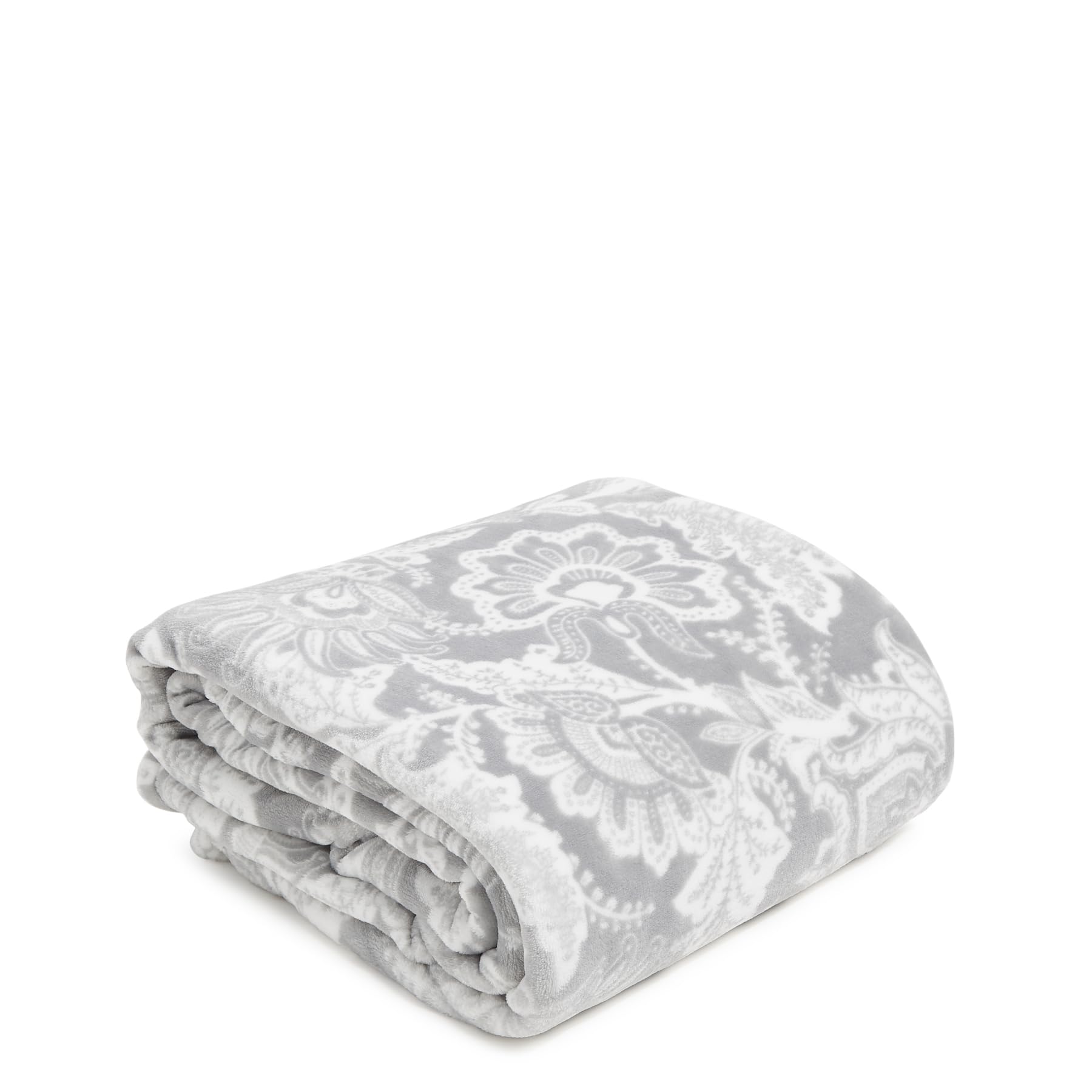 Vera Bradley Fleece Plush Throw Blanket, Java Gray & White