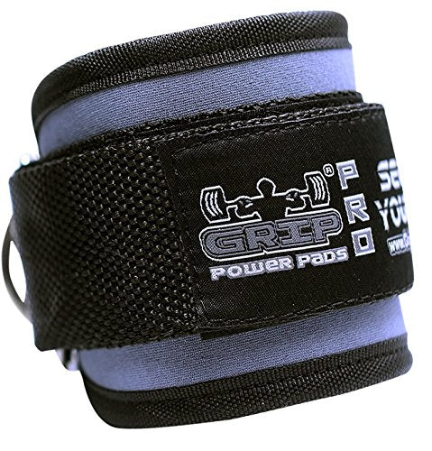 Grip Power Pads Best Ankle Straps For Cable Machines Double D-Ring Adjustable Neoprene Premium Cuffs To Enhance Legs, Abs  Glute