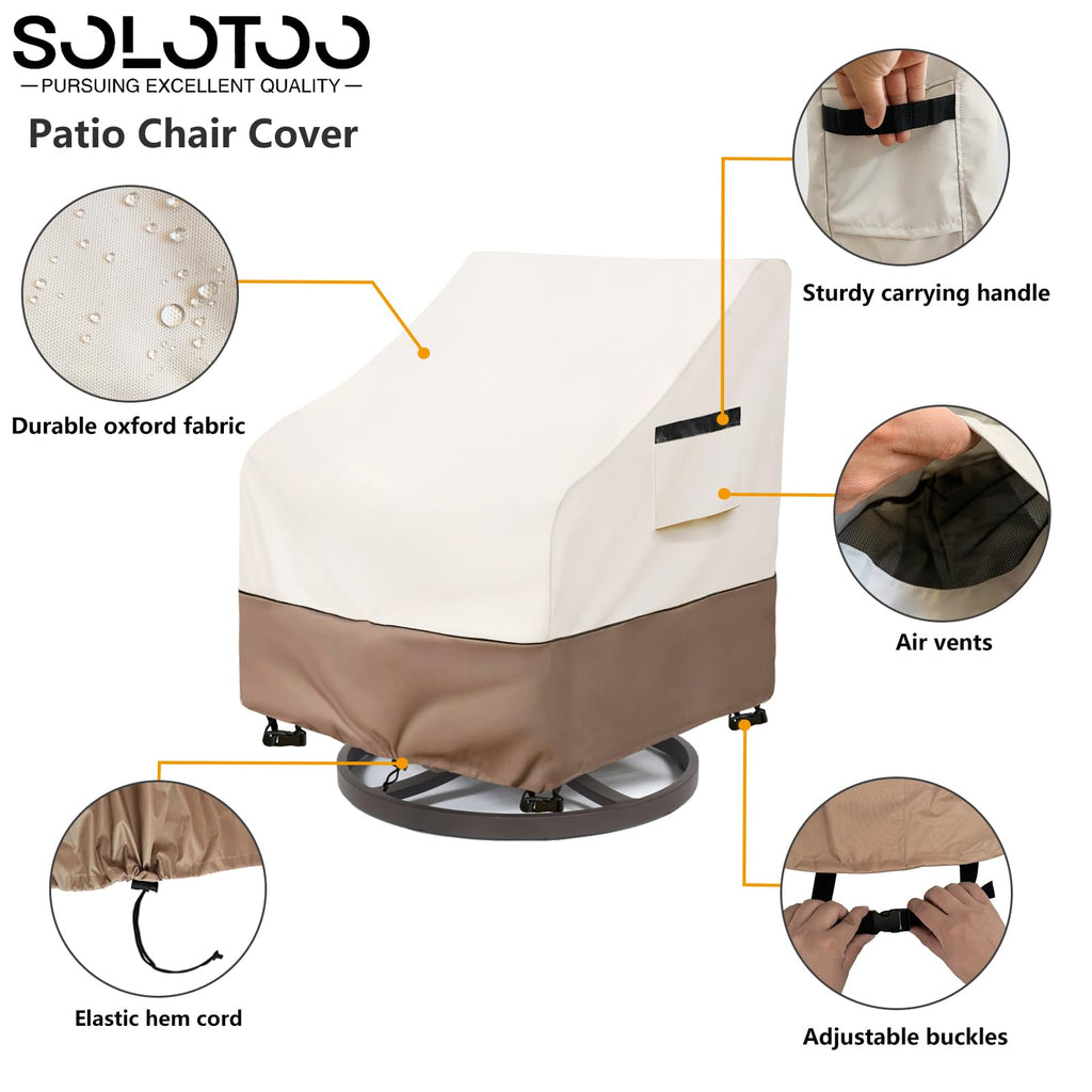 Solotoo Outdoor Swivel Lounge Chair Cover Waterproof 2 Pack,Lawn Patio Chair Covers,Fits Patio Furniture Up To 27.5W X 32.6D X 3