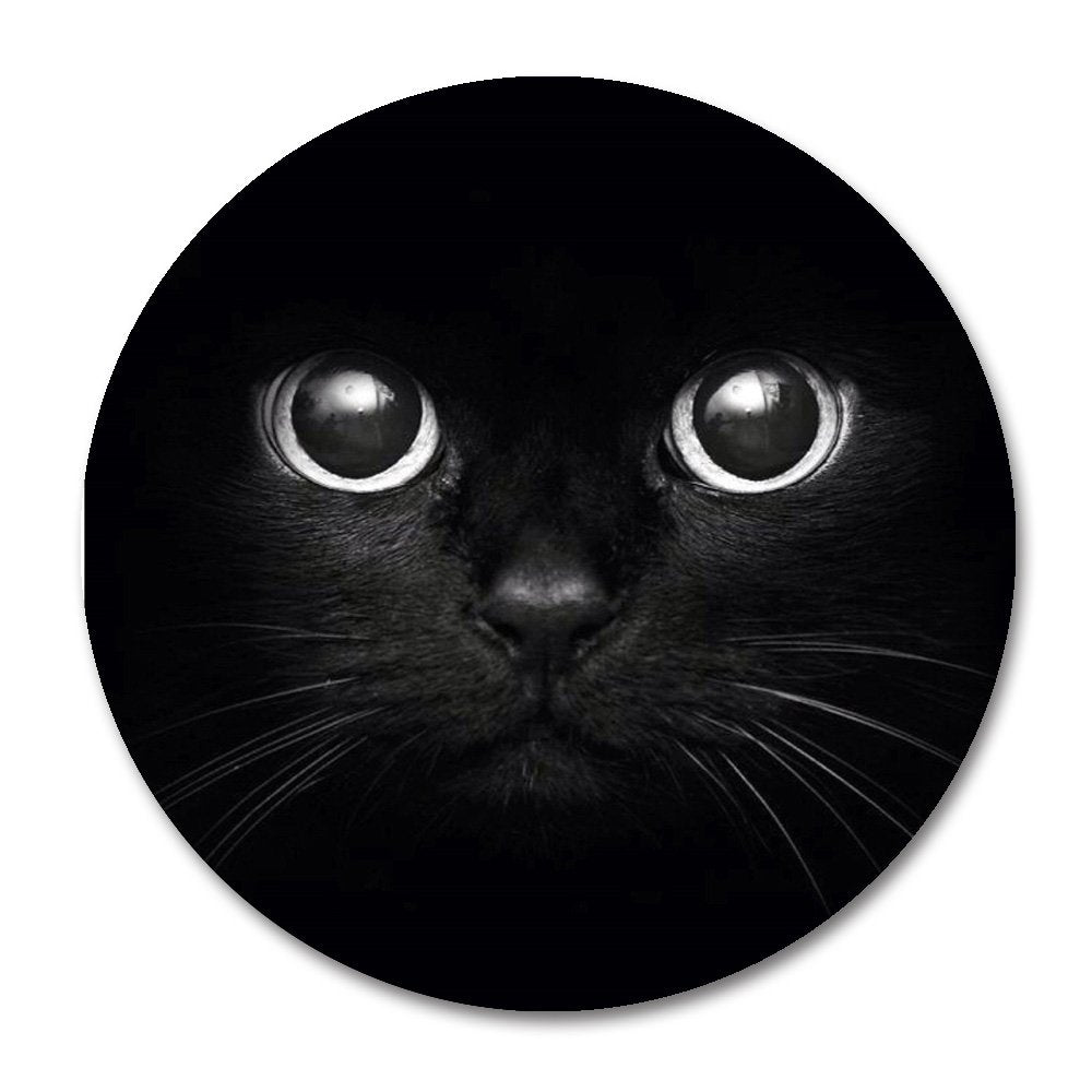 Smooffly Cat Mouse Pad, Cute Black Cat Face Mousepad With Rubber 20Cm