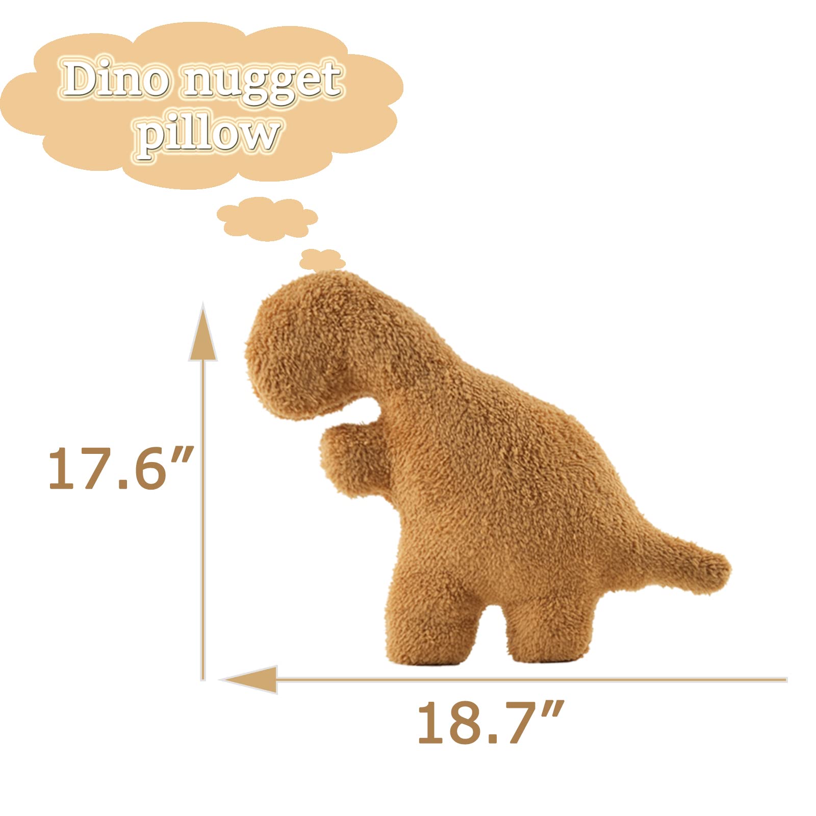Nxchizs Dino Nugget Pillow Large, 18.7' Chicken Nugget Plush Room Decor, Cute Dino Throw Pillow Dinosaur Stuffed Animal,Funny B