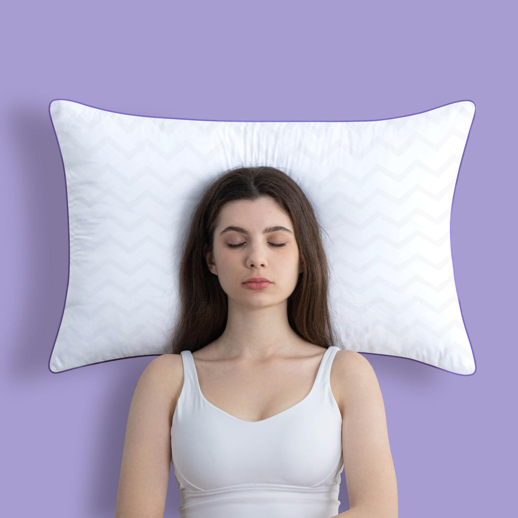 Molclcuy Bed Pillows Queen Size Set Of 2,Hotel Collection Pillows For Side And Back Sleepers,Super Soft Down Alternative Microfi
