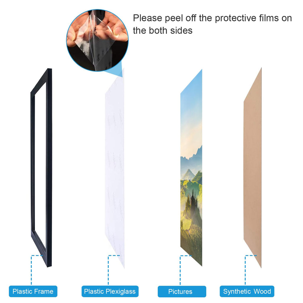 Hukonhep 5X9 Black Picture Frames, Photos Frame With Plexiglass, Wall Gallery Photo Frames, Horizontal And Vertical For Wall Mou