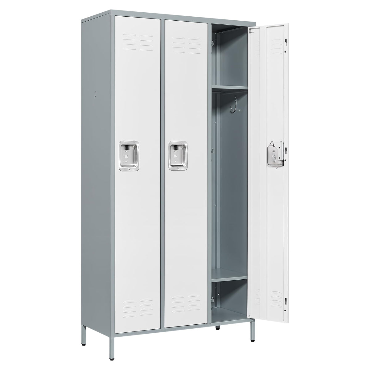 Anxxsu Metal Locker With 3 Doors Employees Locker, Metal Storage Locker With Hooks, 71' Storage Cabinet Lockers For Employees,