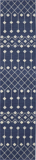 Nourison Grafix Moroccan Navy 2'3' X 12' Area Rug, Easy Cleaning, Non Shedding, Bed Room, Living Room, Dining Room, Kitchen (2X