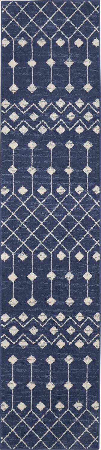Nourison Grafix Moroccan Navy 2'3' X 12' Area Rug, Easy Cleaning, Non Shedding, Bed Room, Living Room, Dining Room, Kitchen (2X