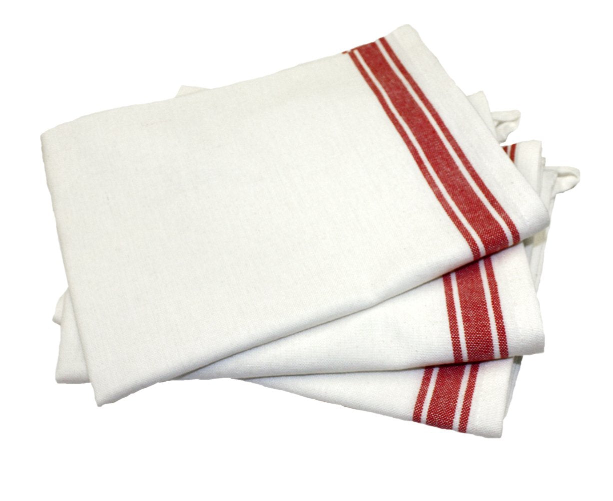 Aunt Marthas 18-Inch by 28-Inch Package of 3 Vintage Dish Towels,Cotton, Red Striped