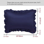 Piccocasa Satin Pillow Cases For Hair And Skin, 2-Pack-Ruffled Pillow Shams Oxford Pillowcases Covers With Envelope Closure Navy