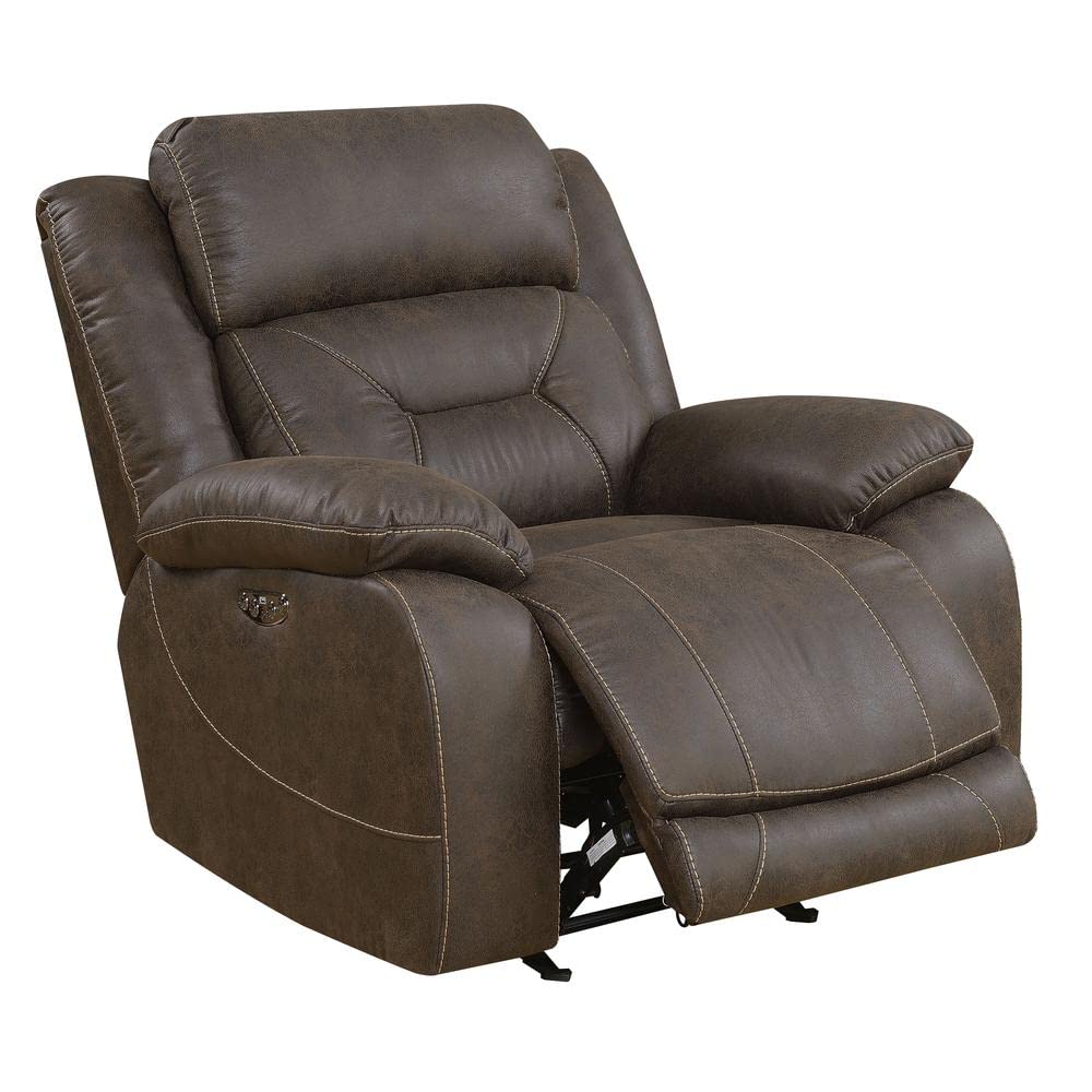 Steve Silver Aria Saddle Brown with Memory Gel Foam, Power Features, and USB Port for Ultimate Comfort Recliner Chair