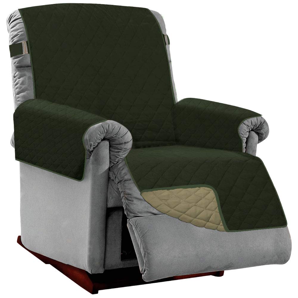 Sofa Shield Recliner Slip Cover With Patented Strap, Cushion Protector, Reversible Stain And Dog Tear Resistant Slipcover, Quilt