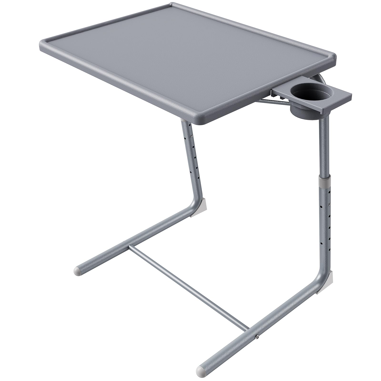 Adjustable Tv Tray Table - Tv Dinner Tray On Bed & Sofa, Comfortable Folding Table With 6 Height & 3 Tilt Angle Adjustments (Gray)