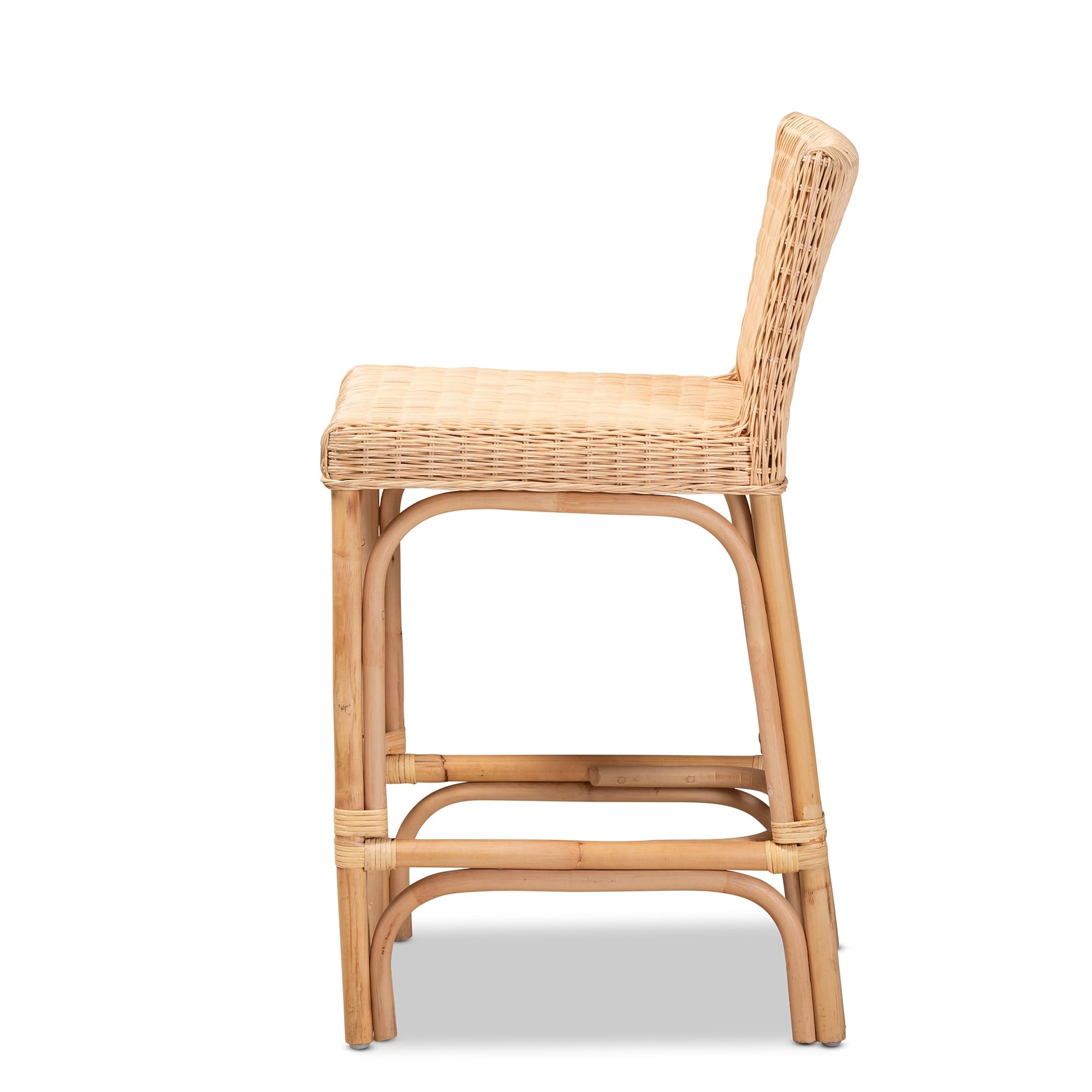 Baxton Studio Athena Modern and Contemporary Natural Finished Rattan Counter Stool