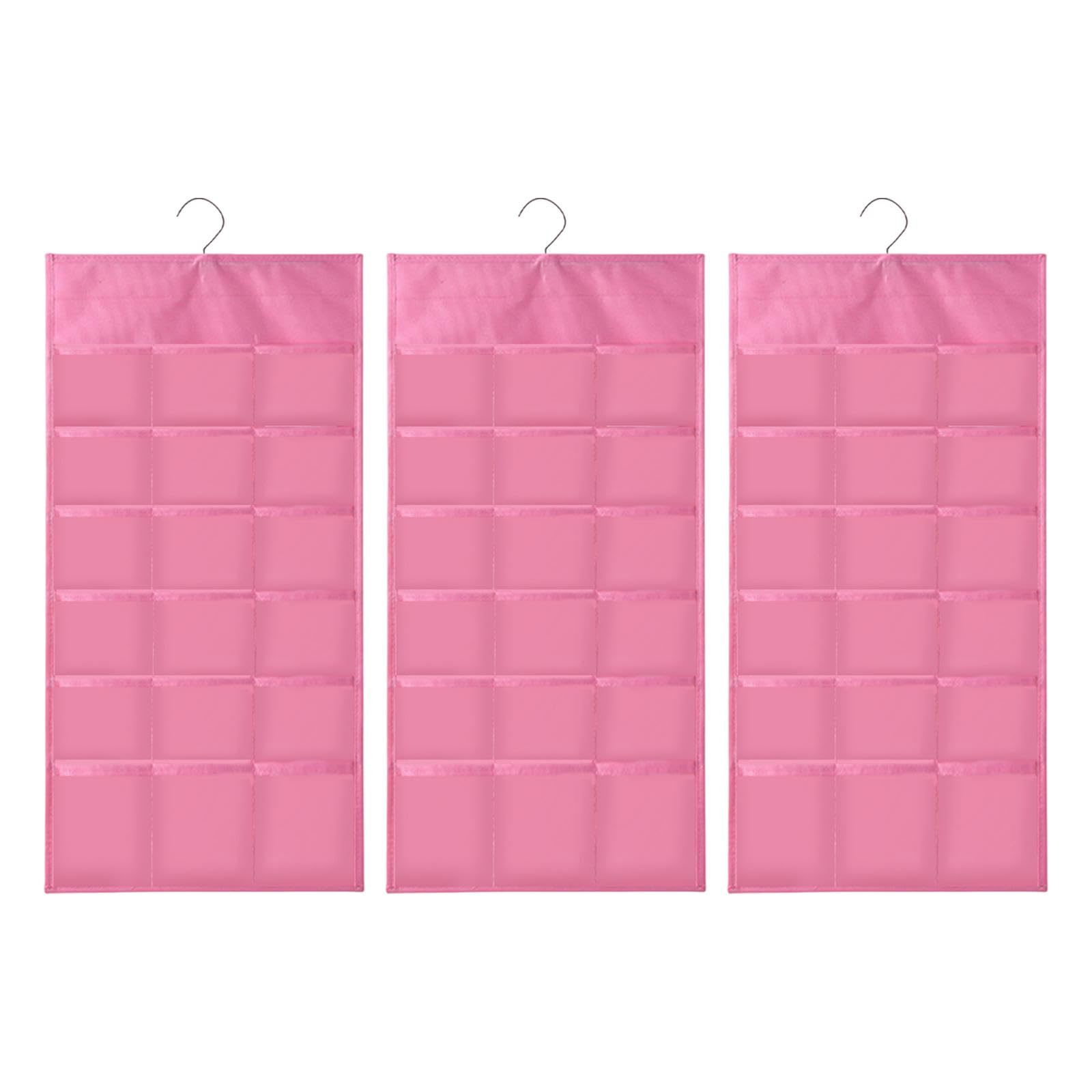 Secret Desire 3 Pieces Hanging Closet Organizer Breathable For Living Room Study Room Home Pink