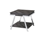Steve Silver Roma End Table, Dark Grey/Chrome, for Living Room, Home Office, Contemporary Style, Bottom Storage, Living Space, 26 x 23.5 x 23.75, Grey/Silver